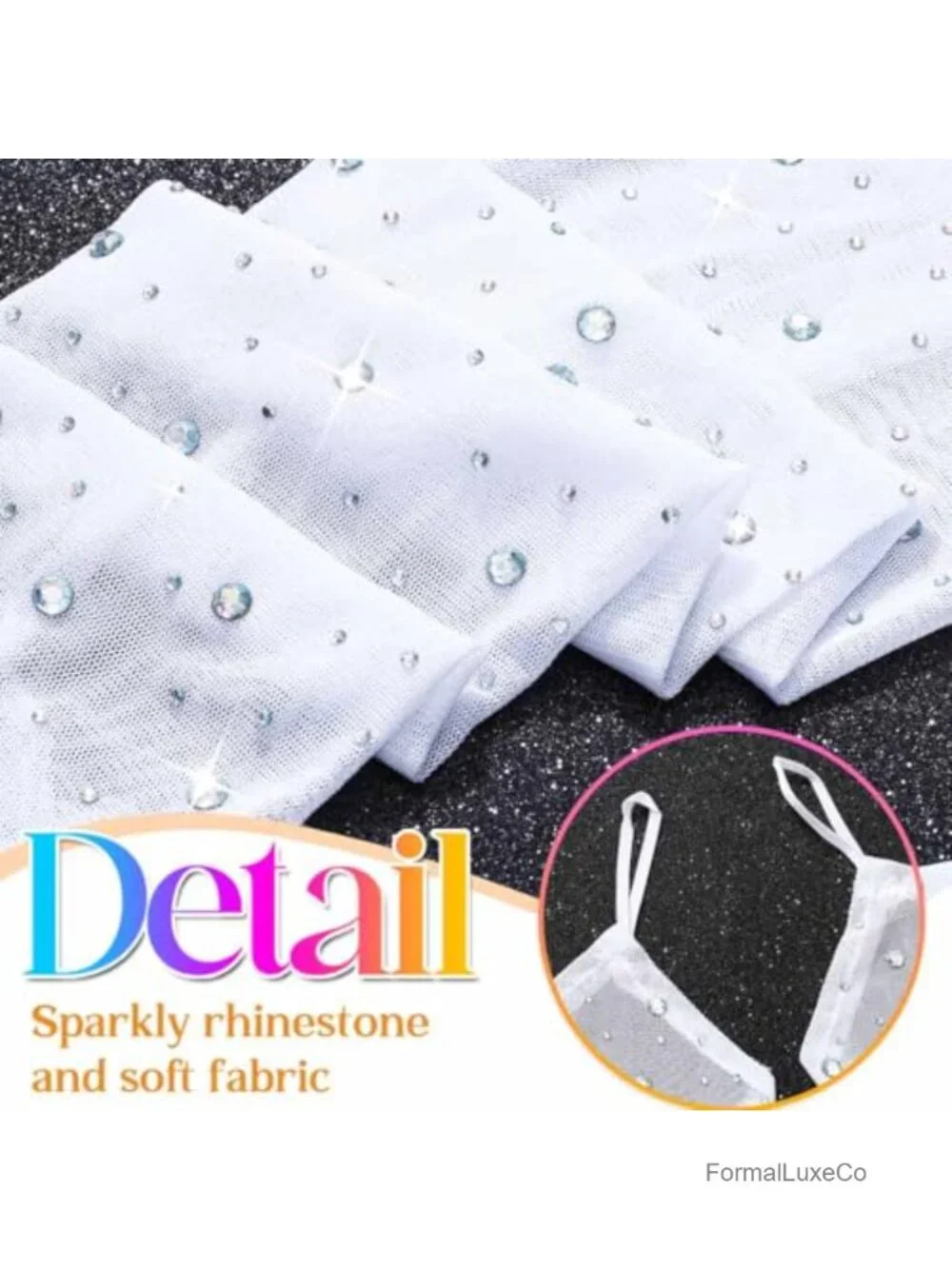 Rhinestones Fingerless Long Gloves Tulle Elbow Length Opera Prom Halloween